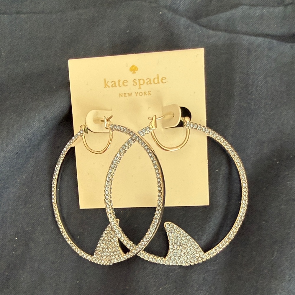 Kate Spade Gold and Silver Pave Hoop Earrings